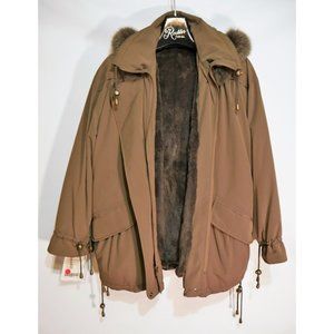 PARKA W/FOX TRIM & BEIGE RABBIT